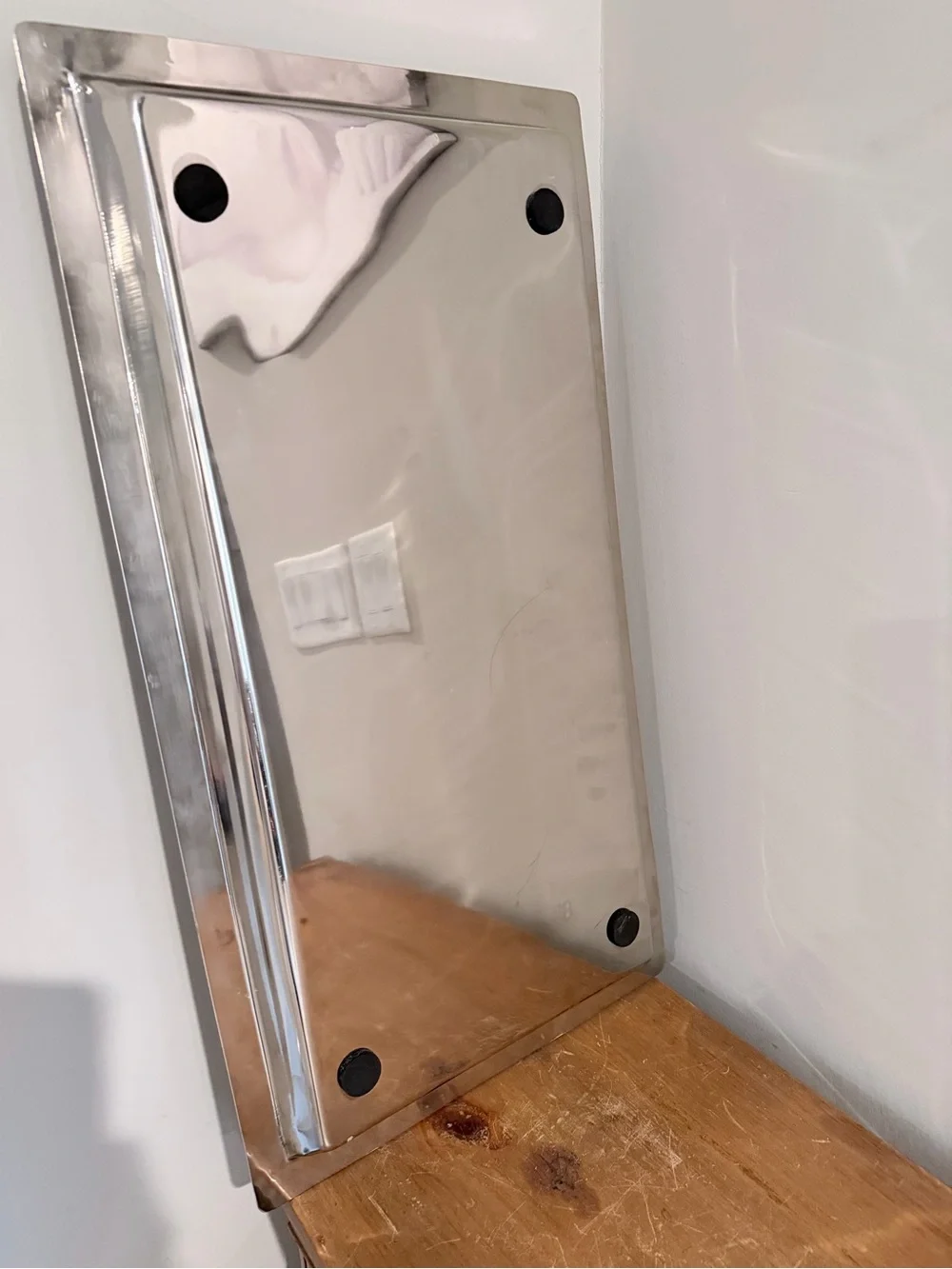 13x25 Vintage Stainless Steel Serving Tray with Chain